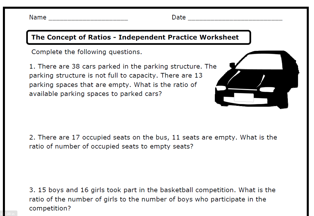 Ratios (6 Rp A 1  2  3  A  B  C  D) â Printable Worksheets â The